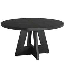 Tribesigns Farmhouse Dining Table, 120 Cm Round Dinner Table For 4, Rustic Wood Dining Room Table For Home Dining Room Living Room (Easy Assembly) (Black) - Black - View 9