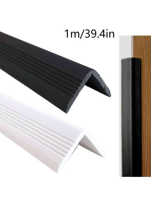 4 piezas de protectores de parachoques sólidos, tiras de protección de bordes y esquinas impermeables y antideslizantes para pisos, escaleras y mesas - plástico negro y blanco duradero, proporciona y protege, 2.5x2.5cm, 1m de largo