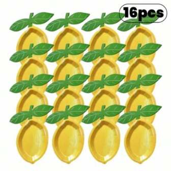 Platos desechables con forma de limón, platos de postre florales para fiestas de primavera, cumpleaños, celebraciones de té y bodas, artículos para la mesa de la fiesta