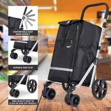 Hoppa Carrello For The Spesa Pieghevole Leggero Su 6 Ruote Resistant Robusto Colore: Nero