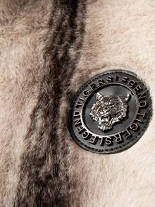 Men's Turndown Collar Warm Faux Fur Contrast Color Long Sleeve Coat, Winter