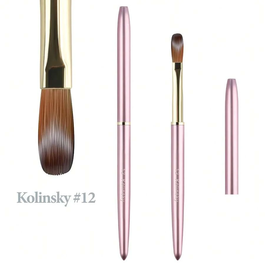 科林斯基亚克力美甲刷 #12 - 亚克力美甲刷，适用于家庭和美甲沙龙的专业美甲DIY，亚克力粉美甲刷（粉色） - 粉色 - 查看 1