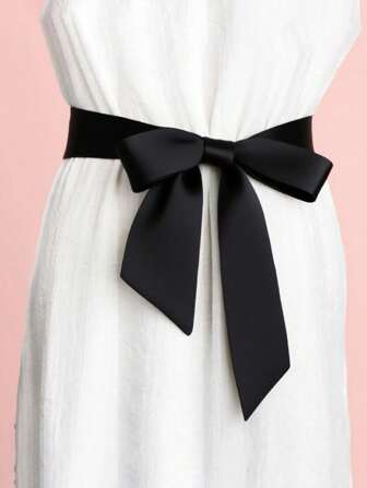 1 st. moderiktig rosettkorsett i satinsiden, brett midjebälte, multifunktionellt för damklänning, lämplig för brudklänning, knyter rosett baktill, dekorativt midjeband, tygband i midjan, gördel, snörning i midjan, midjeskydd, midjeband, kroppsformande plagg, halsduk, håraccessoar, halsdekoration