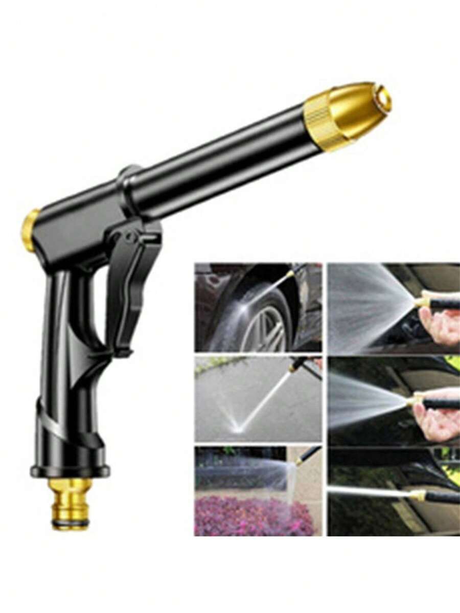 1入組高壓清洗水槍花園軟管噴嘴高壓金屬重型水槍噴嘴，適用於草坪和花園，洗車，澆花，清洗
