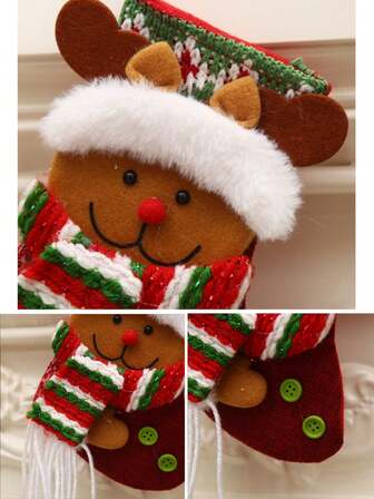 Cartoon Cute Christmas Stockings, Christmas Decorations, Three-Dimensional Santa Claus, Christmas Tree Pendants, Small Christmas Stockings