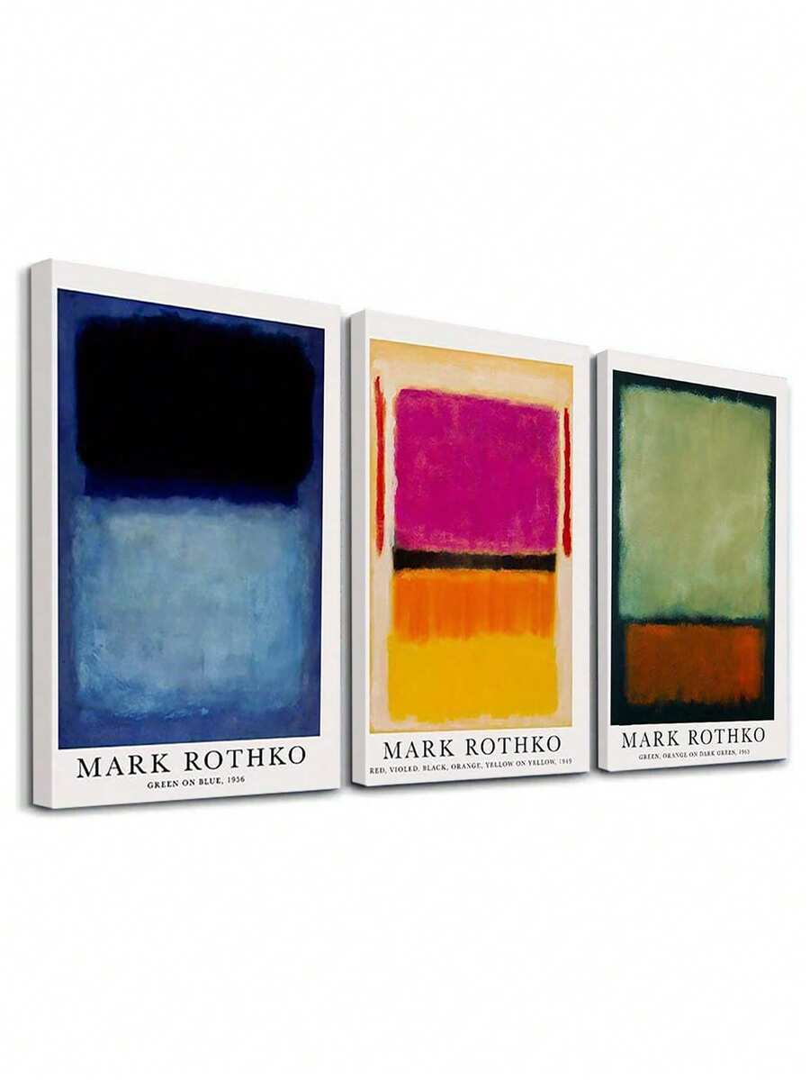 3 piezas de pósteres de arte de bloques de color, abstractos, arte vintage, lienzos impermeables con arte creativo, decoración de pared para cafés, bares, hogares y dormitorios, obras de arte, impresiones artísticas, pósteres, para sala de estar, dormitorio, baño, con opción de marco - Multicolor - Ver 1