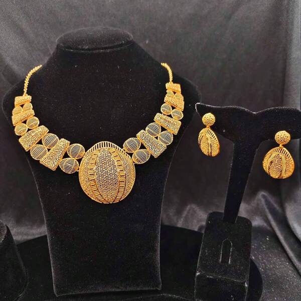 3pcs Middle Eastern Style Women Jewelry Set Necklace And Earrings, Bridal Jewelry Set