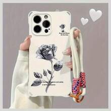 Funda para teléfono 1 unidad con cordón para colgar en las cuatro esquinas. Funda portátil con cordón para colgar en diagonal, compatible con phone 12, 13, 14, 15 y 16 Serie Pro Plus - Nuevo diseño para teléfono - Blanco - Ver 2