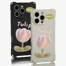 Funda de teléfono 1 pieza, diseño de patrón de tulipán con cuatro esquinas, funda de teléfono colgante S es adecuada 16 Plus 13 Pro 15 12 14 TPU impreso suave - Colores mixtos 2 - Ver 3