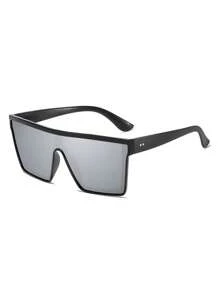 1 pièce Lunettes de mode carrées pour hommes, lunettes de mode à grand cadre, convenant pour la protection solaire d'été, les vacances à la plage, les sports de plein air, les fêtes, la conduite personnelle, la pêche, le cyclisme, les achats et les accessoires photos pour les vacances d'été à la plage, l'extérieur, les voyages