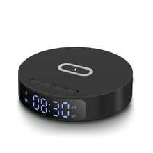 2-In-1 Wireless Charger With Time Display And Alarm Clock Function, Suitable For Bedroom Or Desk, Charging Base Compatible With IPhone 17/16/15/14/13/12/11 Pro Max/Mini/Plus/XR/XS/X/8, Compatible With AirPods 2/3/4/Pro/Pro 2, Compatible With Samsung S25/S23/S22/S21/S20, Galaxy Buds - Black - View 10