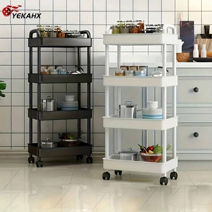TAIMASI 3-Tier/4-Tier Adjustable Storage Rack - Heavy Duty Space-Saving Shelf For Bedroom/Kitchen/Camping | Multi-Functional & Easy Assembly | Seasonal Uses: • Back-To-School Dorm Organizer • Thanksgiving Pantry Helper • Christmas Home Gift • New Year Storage Solution - trắng - Xem 1