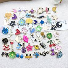 20/200 件 10 色新款时尚珐琅散装花朵心形什锦饰品可爱镀金吊坠适用于 DIY 手链项链耳环珠宝制作工艺配件 - 混合 - 查看 8