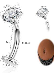 1件装浮动式钛金肚脐环，低过敏性G23钛金内螺纹肚脐穿刺饰品，14G，女士