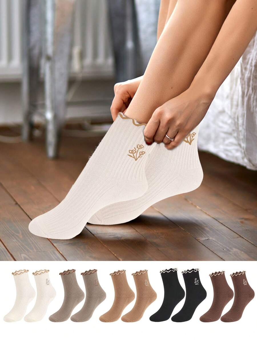 Women Cotton Super Thin Frilly Ruffle Socks Boat Socks Ankle Short Socks - 白色 - 查看 1