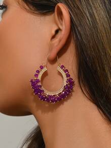1 Pair Bohemian Style Party Earrings, Elegant Geometric Colorful Crystal Design Suitable For Various Banquets, Parties, Gatherings And Formal Dress Accessories