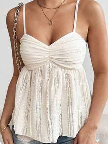 Women's Lace Patchwork Tank Tops Sleeveless V Neck Babydoll Tops Summer Flowy Shirts - White - View 1