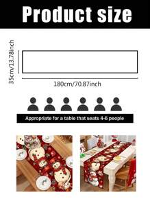 1 pieza Mantel de poliéster de Navidad con diseño de muñeco de nieve a cuadros rojos de 35*180cm/13.78*70.87 pulgadas, mantel para mesa de comedor, mesa de café, decoración textil festiva para reunión en el hogar, creando un ambiente navideño acogedor