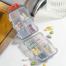 Double-Layer Small Medicine Box Packing Box Portable Pill Box Transparent 10-Cell Sealed Medicine Storage Box - Multicolor - View 2