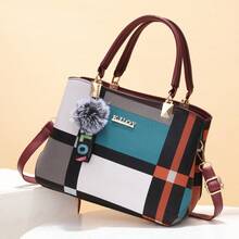 New Women's Handbag, Plaid Classic Elegant Generous Fashion Durable Convenient Carry Out Versatile Four Seasons Match High-End Casual Large Capacity Shoulder Tote Bag, Suitable For Travel, Shopping, Valentine's Day Gift - Multicolor - View 15