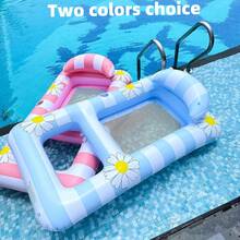 1 Set Of Pool Lounger Floats Adult-Extra Large Pool Inflatable Pool Floaties Raftst Floating Chair Water Floaties For Swimming Pool Lake Lounge Float With Cup Holders Beach Vacation Pool Party, Beach Essentials, Beach Accessories - Multicolor - View 8
