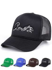 1 pieza Gorra de béisbol con malla bordada con estrella de cinco puntas, gorra casual ajustable con protección solar para exteriores, apta para viajes de primavera/otoño, playa, estilo unisex Y2K - sombrero - Ver 14