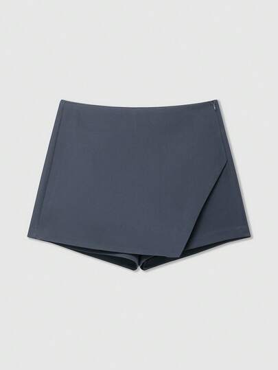 تنورة قصيرة نسائية كاجوال بتصميم غير متماثل وملفوف، تنورة بنطلون عصرية وبسيطة