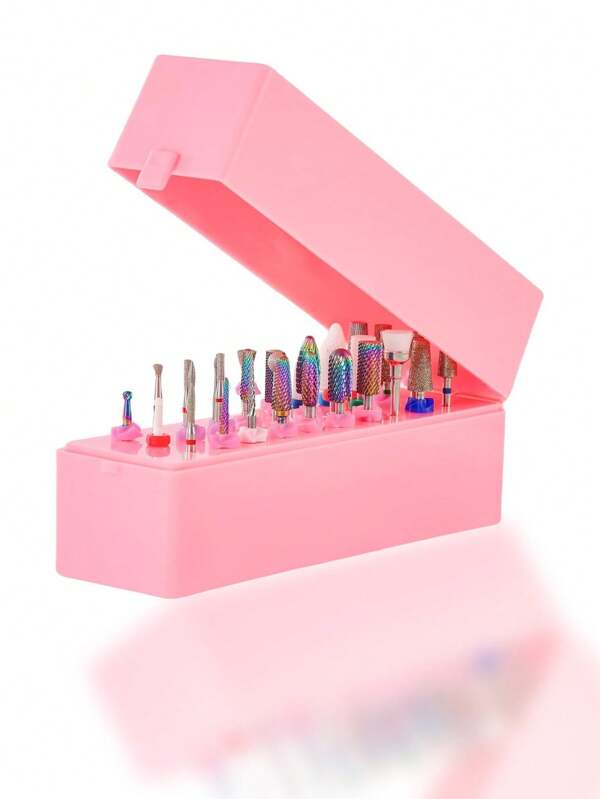 30-Hole Nail Drill Bit Holder, Dustproof Nail Salon Organizer With Storage Display Box, Manicure Tool Case, Suitable For Acrylic Nail Drill Bits (Drill Bits Not Included, Multi-Color)