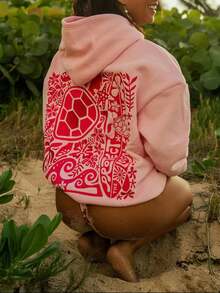 Embroidered Hoodie, Y2K Pullover, Sweatshirt, Hoodie, Casual Style - Hồng - Xem 2