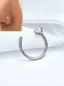 1 peça de piercing de nariz minimalista em formato de garra de prata e zircônia, estilo unissex