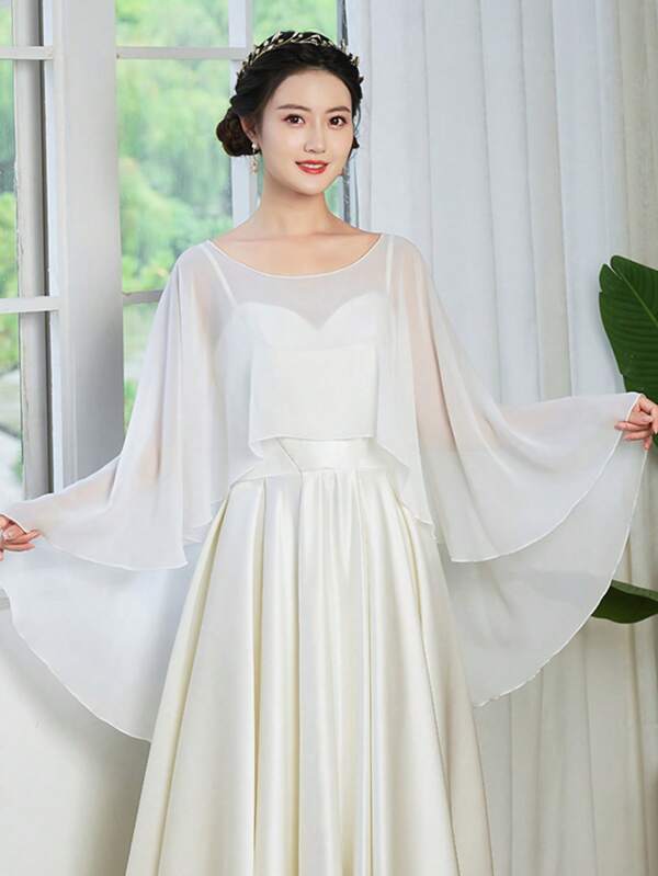 1pc Women Summer Lightweight Solid Color Shawl, Loose Breathable Sunscreen, Suitable For Wedding Dress, Gown
