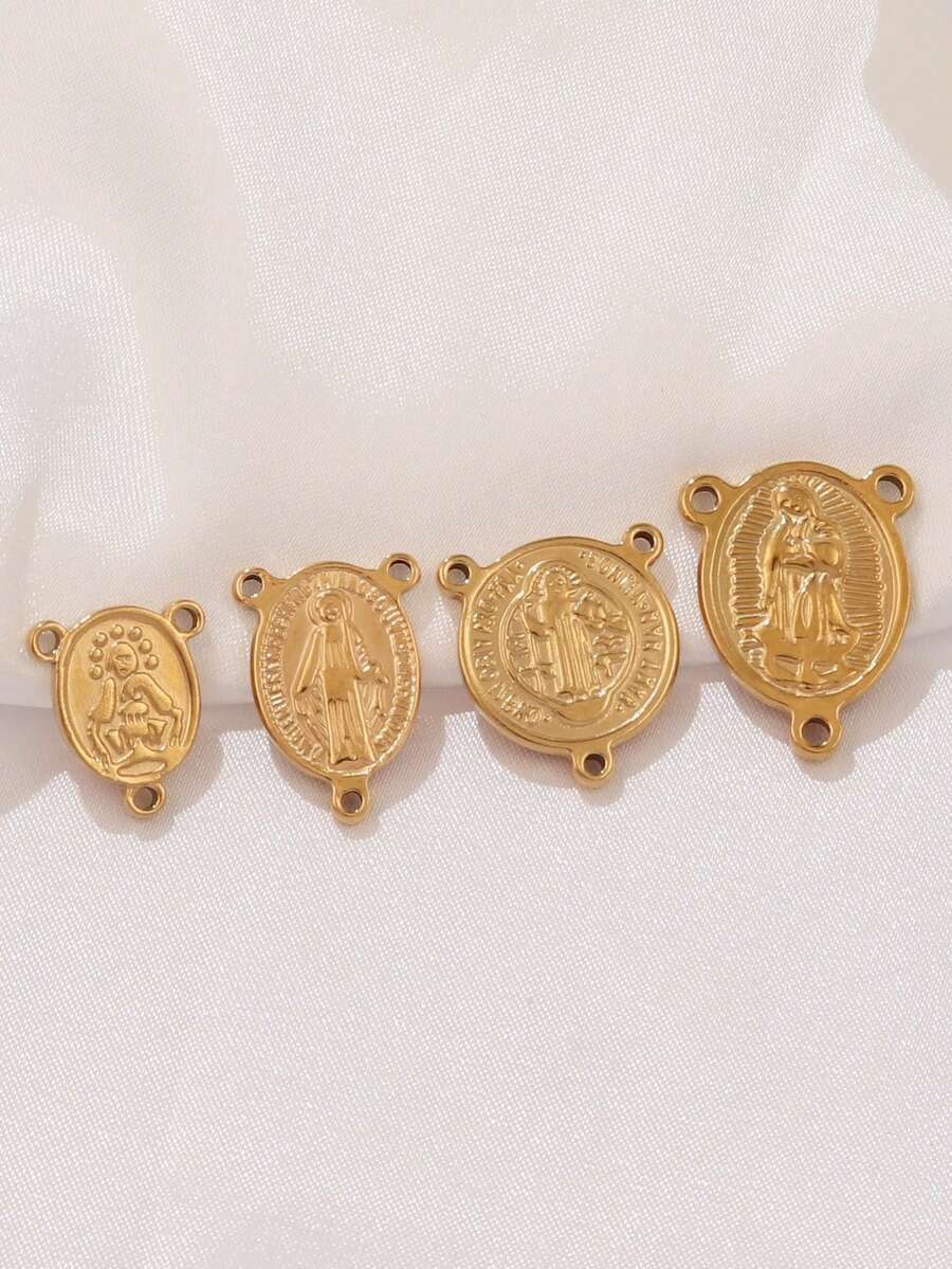5 件不锈钢宗教吊坠圣母玛利亚饰品耶稣基督教护身符吊坠适用于 DIY 珠宝制作配件