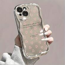 Estuche para teléfono Estuche para teléfono con onda galvanizada de 1 pieza con colgante de perla, cubierta protectora a prueba de golpes de cobertura total, accesorio de moda compatible con la serie 11 12 13 14 15 16 Pro Pro Plus - Diseño elegante Nuevo teléfono - Colores mixtos 3 - Ver 2