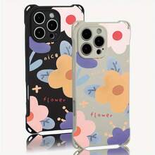 Funda para teléfono 1 pieza. Las cuatro esquinas del diseño de patrón floral se pueden utilizar para colgar el teléfono. Es Adecuado El TPU Impreso Suave De 14 Pro 16 15 Plus 13 12 - Colores mixtos 3 - Ver 2