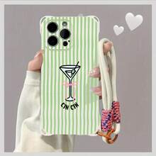 Funda para teléfono 1 pieza Una elegante correa para el hombro tipo bandolera, patrón Correa para el hombro tipo bandolera Correa de mano anticaída de cuatro esquinas Funda protectora para teléfono móvil Puede colgarse hacia atrás Funda para teléfono móvil suave adecuada para la serie 12 13 14 15 16 Pro Pro Plus - - Colores mixtos 1 - Ver 6