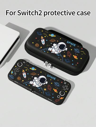 1 件太空宇航员图案保护壳，兼容 2 / Switch NS / Switch OLED / Lite，适用于 / Switch 2 游戏机的配件，一体式套装包括手提箱、卡座、Switch 保护套，兼容 Switch 玩家的最佳礼物