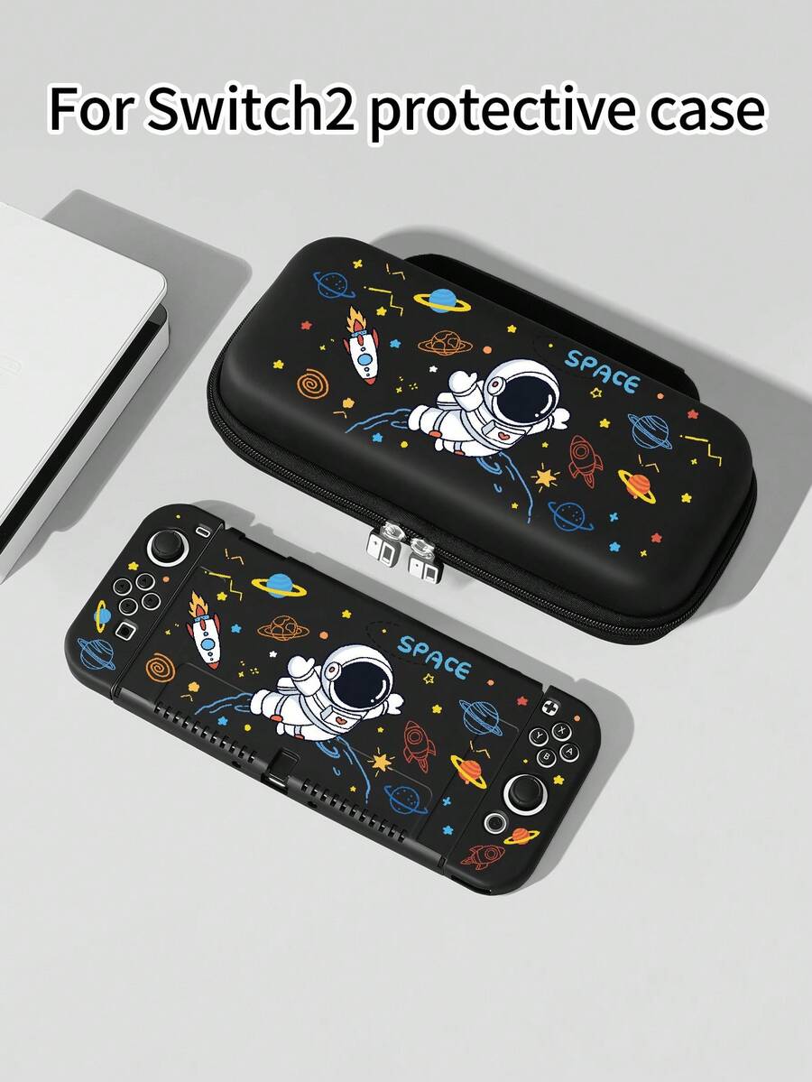 1 件太空宇航员图案保护壳，兼容 2 / Switch NS / Switch OLED / Lite，适用于 / Switch 2 游戏机的配件，一体式套装包括手提箱、卡座、Switch 保护套，兼容 Switch 玩家的最佳礼物 - 多色 - 查看 1