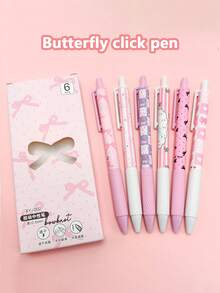 6 支蝴蝶结速干凝胶笔，0.5 毫米细笔尖，书写流畅，适用于办公室和教室用品，青少年成人家庭办公室家庭教育课堂写作写作特殊通用书写笔用于期末考试凝胶笔圆珠笔套装，节日文具礼品，教室用品，情人节儿童礼物，圆珠笔，钢笔，文具，蝴蝶结，学校用品，返校 - 彩色 - 查看 3