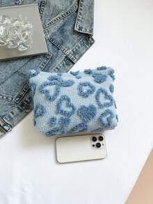 时尚绗缝格子加厚化妆包，休闲手拿包，温暖羽绒填充小包，度假旅行必备品，暑假返校学校用品包，女士旅行包，旅行用品化妆包 - 藍色 - 查看 9