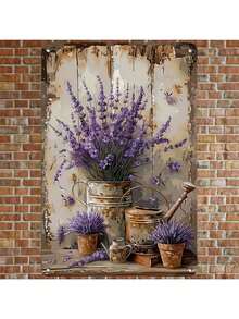 1pc Vintage Iron Lavender Sign-Floral Wall Art, Weather-Resistant Metal Decorative Sign, Suitable For Home, Bar, Garage-Multipurpose, Wall-Mounted, No Electricity Required - Multicolor - View 1