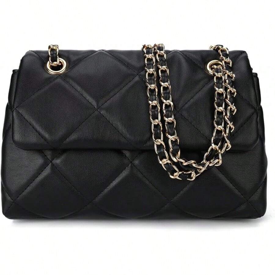 Quilted Crossbody Bags Women Small Shoulder Bags With Chain Clutch Cute Designer Bag - màu đen - Xem 1