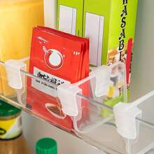 10pcs Refrigerator Organizers - Customizable Kitchen Storage Space Management, Durable Transparent Fridge Side Door Shelf Dividers