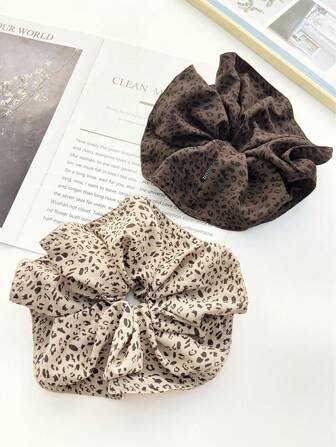 1pc Women's Extra Large Leopard Print Scrunchie, Casual Extra Large Scrunchie Hair Accessory, Hair Styling Hair Scrunchie, Hair Ties, Scrunchy Hair Ties, Hair Bobbles
