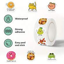 一卷 500 张自粘贴纸，带有励志名言的卡通贴纸，适合学生、老师和日记的装饰品，以及带有奖励的自粘贴纸，是返校季送给学生的最佳礼物 - 彩色 - 查看 4