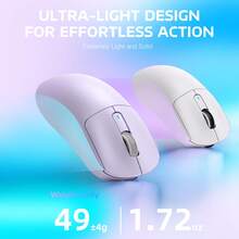ATTACK SHARK X3 Wireless Gaming Mouse, 49g Ergonomic Design, 3-In-1 Connection, PAW3395 26000 DPI Optical Sensor, 200h Battery Life, Programmable Buttons, PC/Notebook Accessory - Purple - View 2