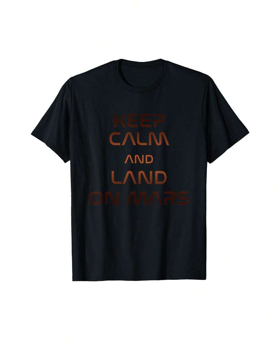 Perseverance Rover Space Keep Calm And Land On Mars Funny T-Shirt Gift For Dad Gift For Artists Gift For  Player - Black - View 1