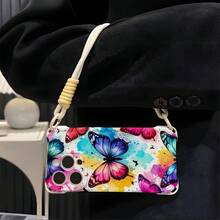 Funda para teléfono (1 unidad): Funda para móvil 16 Plus con cordón. Compatible con 13 Pro Max, 13 Pro y 14 Pro. Funda de silicona suave para el 14 Pro, con cobertura total de la lente, cuatro esquinas, anticaídas y diseño de malla. Funda protectora bonita para el 15 Pro. - Blanco - Ver 4