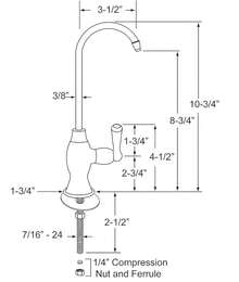 Westbrass D2033-NL-50 10 Classic 1-Lever Handle Cold Dispenser Faucet, Powder Coat White - Polished Brass - View 2