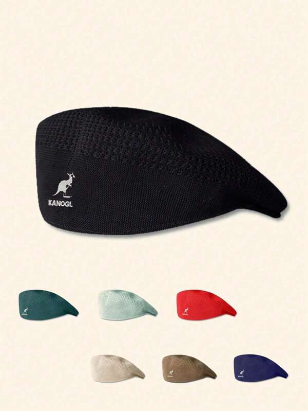 1pc Street Fashion Black Beret Mesh Polyester Embroidery Worker's Hat Men And Women, Perfect For Holiday Party Gifts Everyday Everything