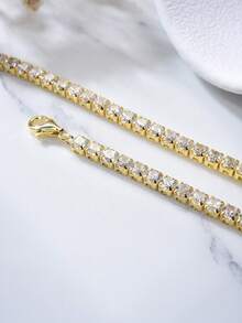 ESBERRY 1 件闪耀 3 毫米锆石项链，女士 S925 纯银，迷人情人节精美女士珠宝礼物 - 金色 - 查看 7